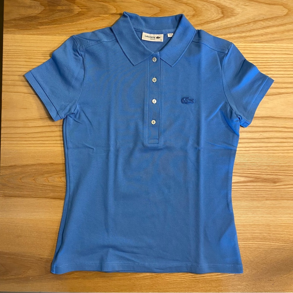 EUC LACOSTE SLIM FIT PIQUE POLO SHIRT - cerulean blue - size 36/4US